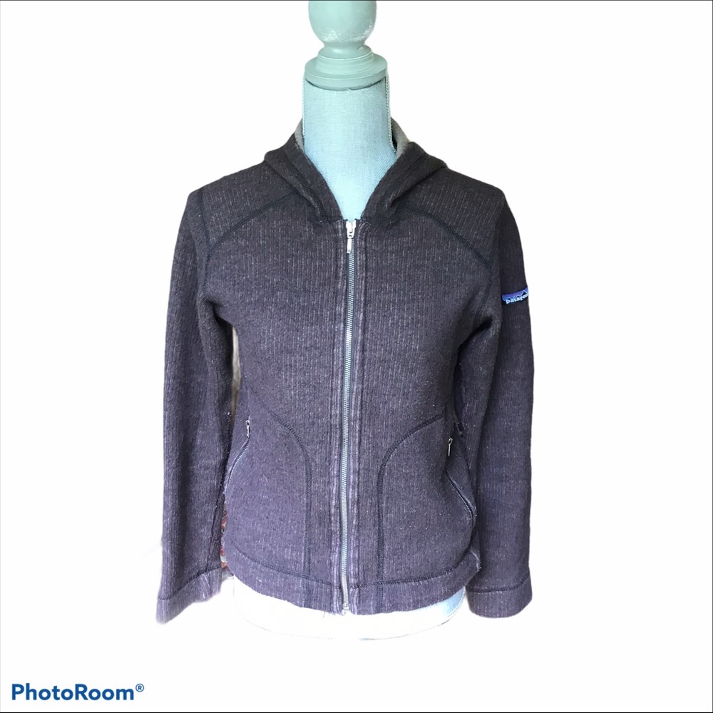 Patagonia Wool Zip Up Hoodie, size small